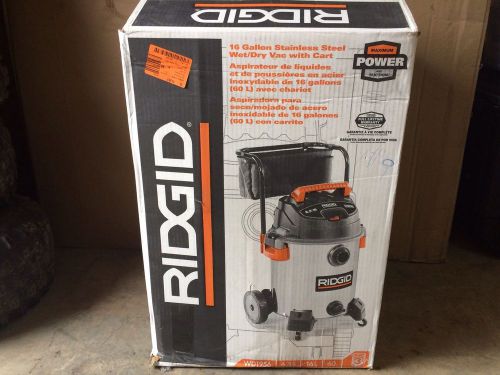 Ridgid 16 Gallon Shop Vac WD1956 Portable Wet/Dry 6.5 HP STAINLESS STEEL - NICE