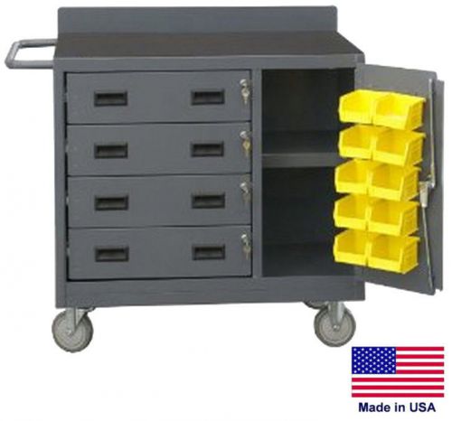 CABINET CART Portable - Coml - Locking Cabinet &amp; Drawers w/Bins  34H x 36W x 21D