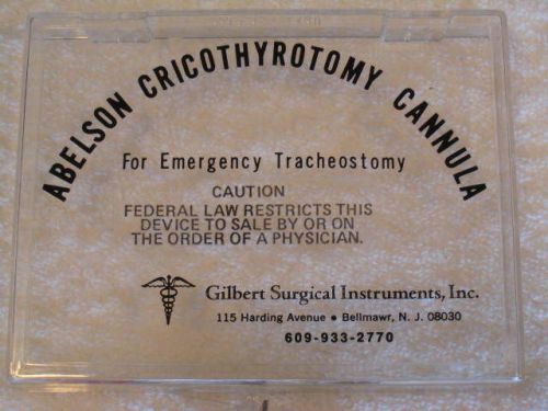 Emergancy Airway Abelson Cricothyrotomy cannula(Gilbert Surgical co.)