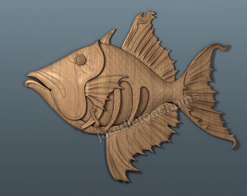 3d STL model CNC Steam Punk Fish for Router ArtCam