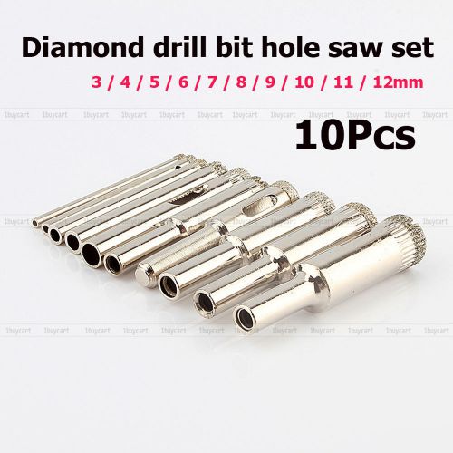 10pcs 3mm-12mm diamond hole saw tile ceramic glass porcelain marble drill bit for sale