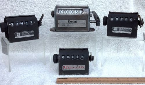 4 VINTAGE MACHINE PART COUNTERS 3 REDINGTON 1 DURANT REPURPOSE INDUSTRIAL (LOOK)