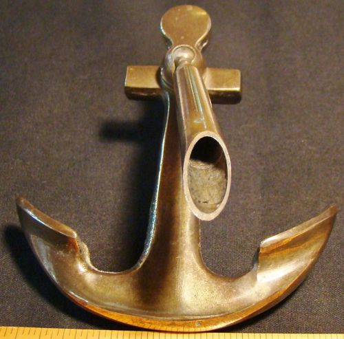 OLD BRASS NAUTICAL ANCHOR PEN HOLDER