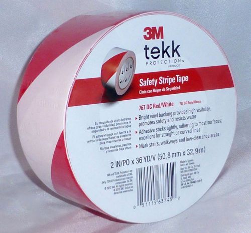 3M TEKK SAFETY STRIPE TAPE, Red &amp; White 2&#034;W x 36 Yards (108 Feet) 767 DC