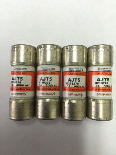 Lot Of 4 New Mersen AJT 5 Amp Fuse Dual Element Current Limiting