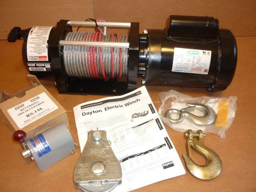 DAYTON ELECTRIC WINCH 3/4 HP 115/230VAC SINGLE LAYER LINE PULL 2000LB USA