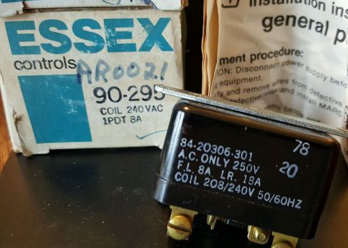 Essex-RBM 90-295 Relay  84-20306-301 AC Only 250V 1PDT 8A 208/240V 50/60Hz