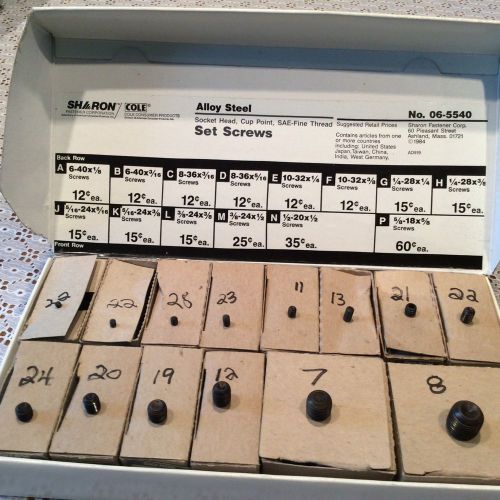 252 SHARON ALLOY STEEL ASSORTED SOCKET HEAD CUP POINT SET SCREWS FINE THREAD NEW