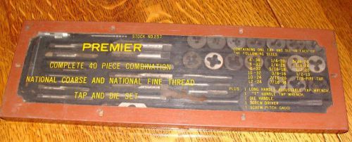 Quality vintage premier 40 pc. combination tap &amp; die set no. 257 orig metal case for sale