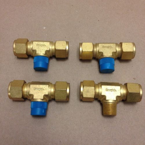 (Lot of 4) Swagelok B-810-3TTM Brass Tube Fitting, Male Branch Tee, 1/2 in. OD