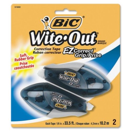 &#034;BIC Wite-Out Ez Correct Grip Correction Tape, Nonrefill, 1/6&#034;&#034;, 402&#034;&#034;, 2/pk&#034;