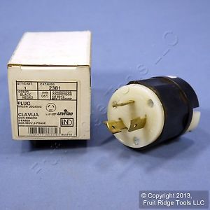 New leviton locking turn plug twist lock 20a 480v 3 phase nema l12-20p 2381 for sale