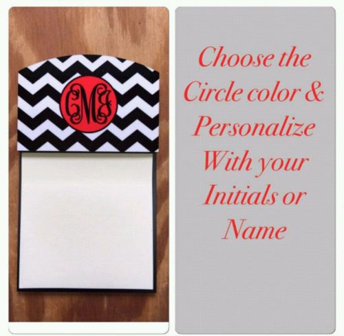 Personalized Post it Note Holder Monogram Chevron Post it holder New Black