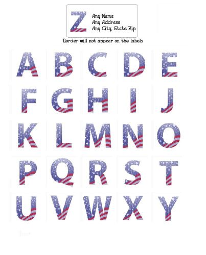 30 Return Address Labels Alphabet Monogram Patriotic Buy 3 get 1 free (pa3)
