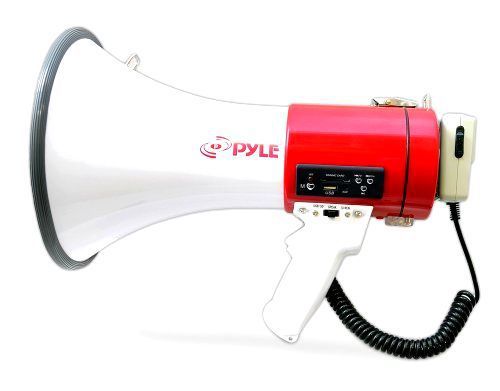 Pyle PMP57LIA Megaphone Bullhorn, Built-in Rechargeable Battery, USB Flash/SD Me