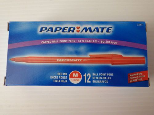 Papermate ballpoint stick pens med. point Red ink(12 pcs per box)