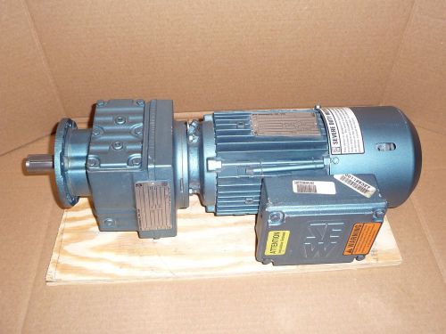 Sew-Eurodrive Motor Gearbox Brake RF37DT80K4BMG1HR-KS, 28 RPM, 230/460VAC, 60Hz