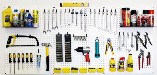 WallPeg  pegboard panels, shelves, bins, locking peg hooks for tool storage 72 W