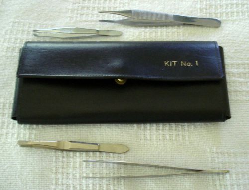 Vintage 1968 bio lab dissect kit no. 1 case w/ 5 tools and  four extra tweezers for sale