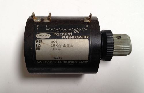 SPECTROL MOD 860  PRECISION POTENTIOMETER 20K OHM 3%, 10 turns.