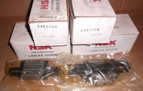 Lot of 4 NSK Linear Guide Bearings (2) LAH25EM + (2) LAH20AN