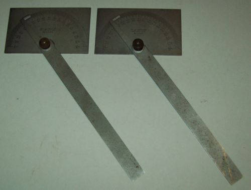 (2) L.S. STARRETT adjustable machinist protractors No. C183 Athol, Mass. USA