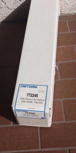Dietzgen 772245 20 lb Ink Jet Vellum 24&#034; x 150 ft. roll 2 &#034; core plotter paper