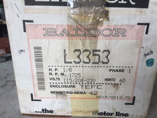 NOS Baldor Electric Motor L3353 1/8 HP, 1725 RPM, 42 Frame Single Phase TEFC