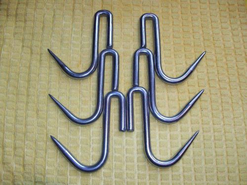 6 Stainless Steel 4&#034; MEAT HOOKS Deer Hog Butcher Hangers Beef Locker steampunk