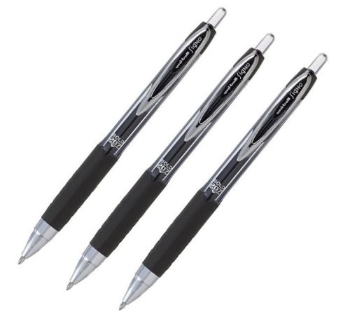 Uni-ball signo 207 retractable gel pens, bold 1.0mm, black ink, 3 pens total for sale