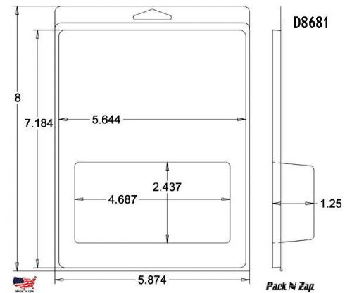 D8681: 200 - 8&#034;H x 6&#034;W x 1.25&#034;D Clamshell Packaging Clear Plastic Blister Pack