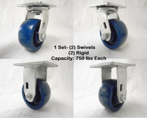 4&#034; x 2&#034; swivel caster solid polyurethane elastomer wheel(2) &amp;rigid (2) tool box for sale
