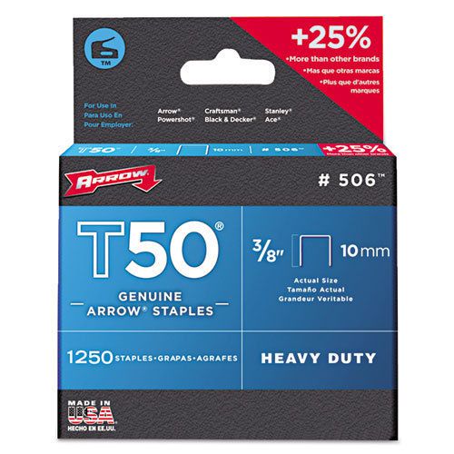 &#034;T50 Heavy Duty Staples, 3/8&#034;&#034; Leg, 1250/pack&#034;