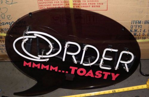 Commercial zeon hot swap &#034;open mmmm toasty&#034; neon sign 28x18 hanging/standing for sale