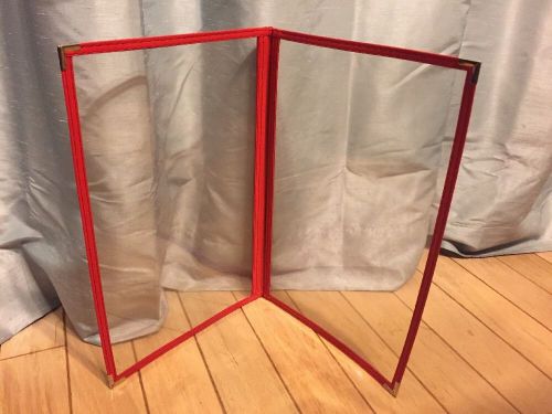 25pc Menu Cover 8.5x14 2 Page 4 View Double Fold Red Trimmer PVC Double Stitches