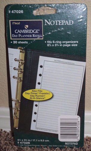 Cambridge, Day Timer, Franklin Lined Note Pages notepad size 30 sheets