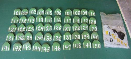 50 Cow Ear Tags LOT RITCHEY GREEN Large FLAT ARROWHEAD CATTLE ID Livestock 3&#034;