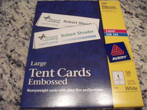 New Avery Large Tent Cards Embossed 50 Count Perforation White 5309