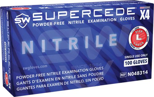 Supercede x4 nitrile exam gloves, size large, case of 1000 for sale