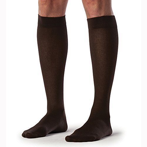 Sea Island Cotton 20-30mmHg Mens Closed Toe Calf Socks, Brn, Med Sml, 222CMSM11