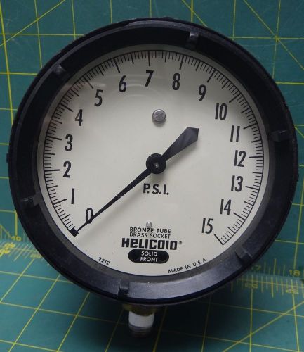 Helicoid 4 1/2&#034; Low Pressure Gauge Lower 1/4 NPT 15 PSI