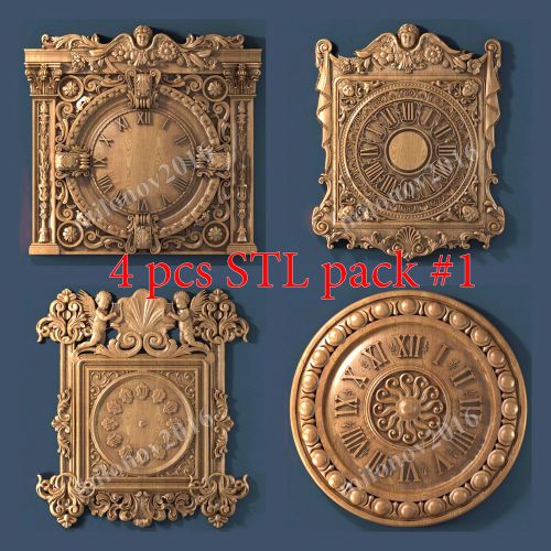 3d stl Model Relief 4 pcs pack #1 for CNC Router Artcam