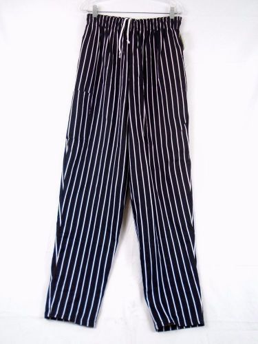 White Swan Five Star Unisex Baggy Chef Pants Chalkstripe Large #18100 222D