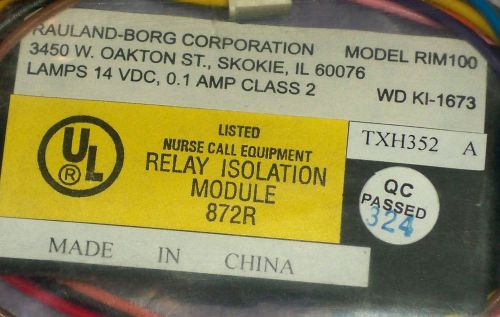 Rauland - Borg, Nurse Call, RIM100 Relay Isolation Module, NEW, Factory Sealed