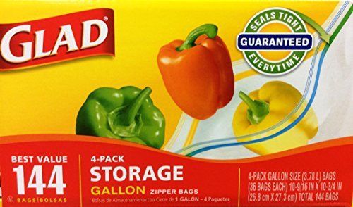 Glad Zip Close Plas Food Bg Gal Cle 1/144Ct