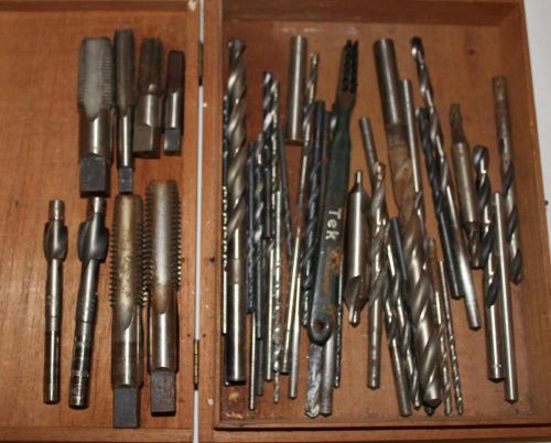 Large drill bit/taperlock lot~drill countersink combo~j1~wooden box~go n go for sale