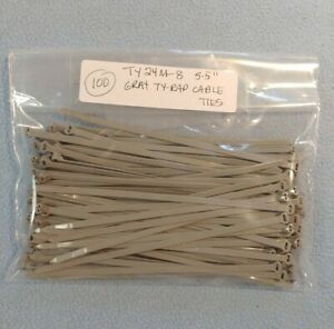 (100) TY24M-8 Gray Thomas &amp; Betts Ty-Rap Cable Tie 5.5&#034; 30lb  Nylon