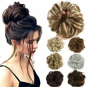 Hair Bun Extensions Wavy Curly Messy Donut onesize Dark Brown Mix Light Auburn