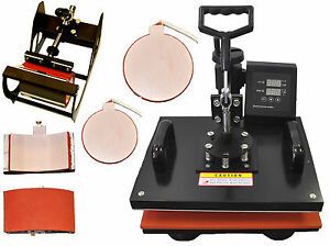 New 5 in1 Heat Press Machine Heat Transfer Machine T-shirts/Cap/Hats/Plates/Mugs