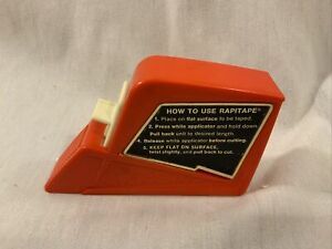 Vtg 1970’s Orange Rapitape Automatic Scotch Tape Dispenser - As Seen On TV